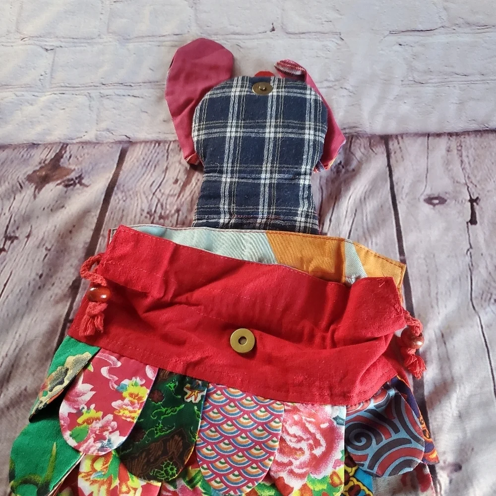 Handmade Novelty Patchwork Dog Backpack Multicolor Fabric Small